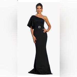 Elegant One-Shoulder Black Dress